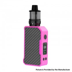 Authentic Dovpo MVP 220W Box Mod Kit with DnP Pod Tank Atomizer - Carbon Fiber Pink, 5~200W, 2 x 18650, 5.5ml, 0.15 / 0.3ohm