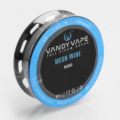 Authentic VandyVape Ni80 Mesh Wire DIY Heating Wire for Mesh RDA - 1.8 Ohm / Ft, 5 Feet (100 Mesh)
