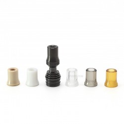 Four One Five 415 Tombo Giri Baby Style 510 Drip Tip Kit - Black, 1 x 510 Base + 6 x Mouthpiece SS + Peek + PET + Ultem + PC