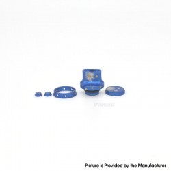 Authentic MK MODS Handmade Engraved Titanium Drip Tip + Button Set for dotMod dotAIO V2 - Blue