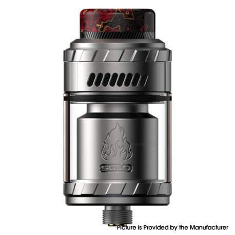Authentic ThunderHead Creations & Mike Vapes Blaze Solo RTA Atomizer - Silver, 5.5ml, 25mm Diameter