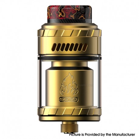 Authentic ThunderHead Creations & Mike Vapes Blaze Solo RTA Atomizer - Gold, 5.5ml, 25mm Diameter