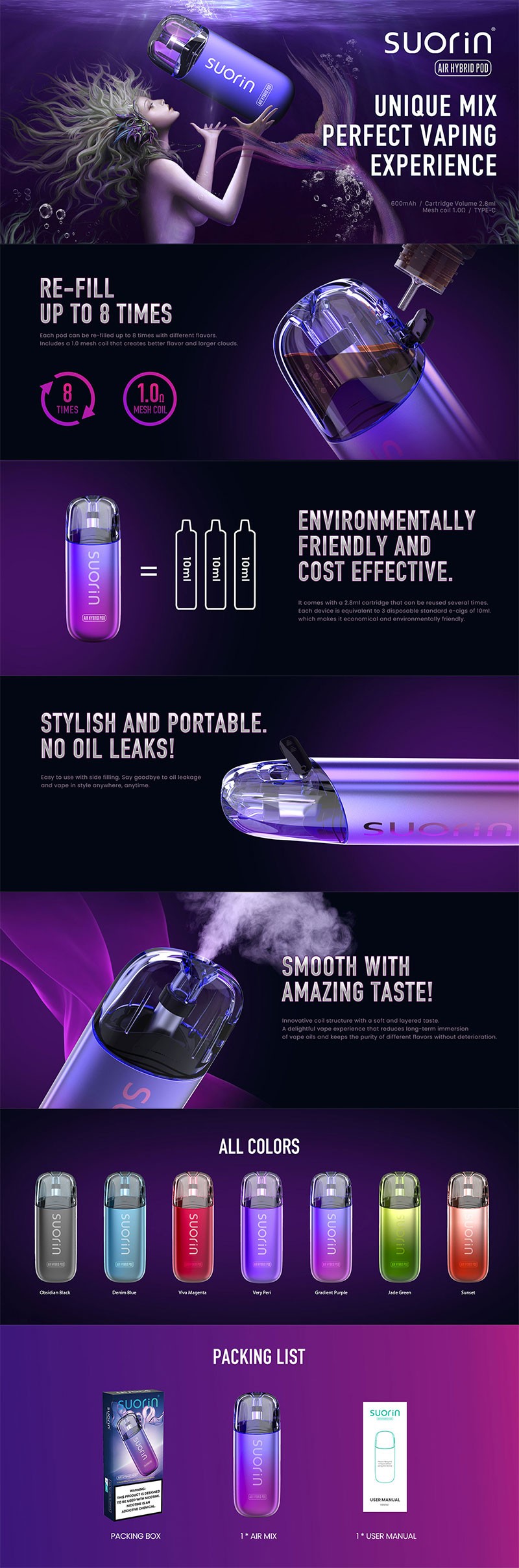 Authentic Suorin Air Hybrid Pod System Kit