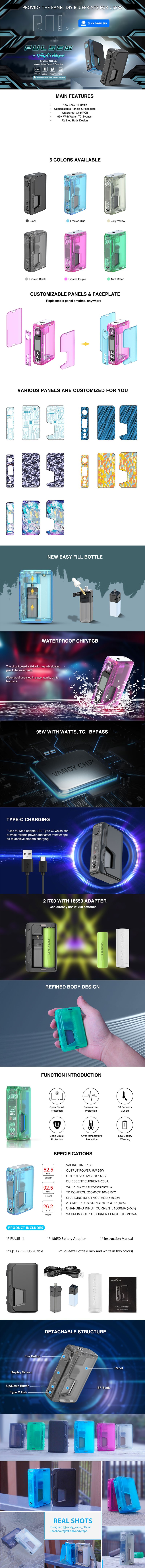 Vandy Pulse V3 III 95W Squeeze Box Mod