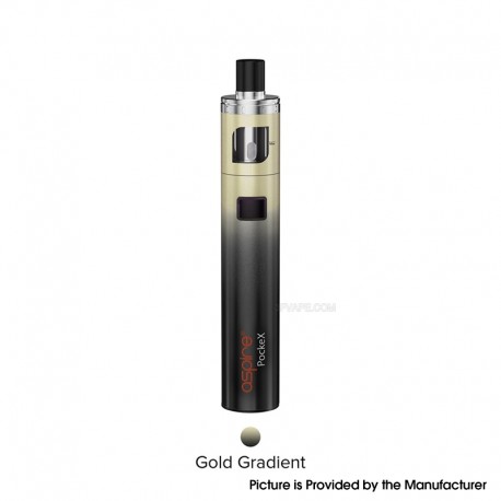 [Ships from Bonded Warehouse] Authentic Aspire PockeX Pocket AIO 1500mAh All-in-One Starter Kit - Gold Gradient, 2ml, 0.6 Ohm