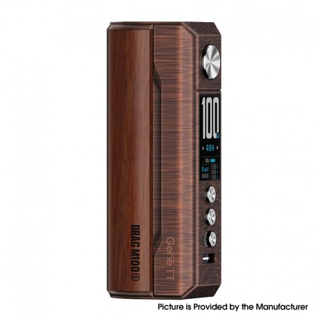 [Ships from Bonded Warehouse] Authentic VOOPOO DRAG M100S 100W Mod - Antique Brass Padauk, VW 5~100W, 1 x 18650 / 21700