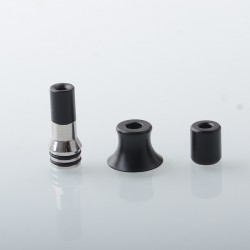 Echo Style 510 Drip Tip Set - Silver + Black, Stainless Steel + POM, 3 PCS mouthpieces for MTL / RDL / DL Vaping