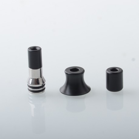 Echo Style 510 Drip Tip Set - Silver + Black, Stainless Steel + POM, 3 PCS mouthpieces for MTL / RDL / DL 