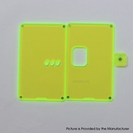Authentic MK MODS Front + Back Cover Panel Plate w/ Button for Vandy Pulse AIO Mini Kit - Fluo Green, Square Button Hole