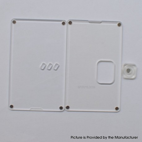 Authentic MK MODS Front + Back Cover Panel Plate w/ Button for Vandy Pulse AIO Mini 80W Kit - Clear, Square Button Hole
