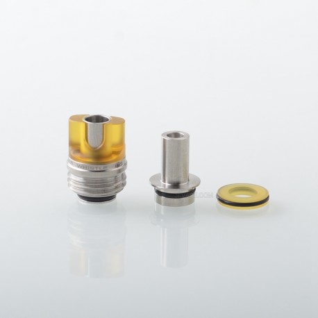 Monarchy Cyber Whistle Style Drip Tip for BB / Billet / Boro AIO Box Mod - Silver + Brown, Stainless Steel + PEI