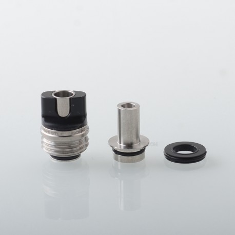 Monarchy Cyber Whistle Style Drip Tip for BB / Billet / Boro AIO Box Mod - Silver + Black, Stainless Steel + POM