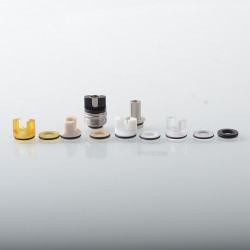 Monarchy Cyber Whistle Style Drip Tip Set for BB / Billet / Boro AIO Box Mod - Silver, Stainless Steel + PEEK + PEI + PC + POM