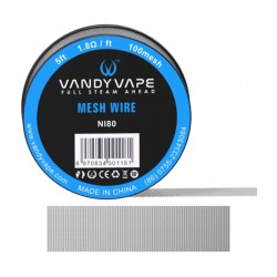 [Ships from Bonded Warehouse] Authentic VandyVape Ni80 Mesh Wire DIY Heating Wire for Mesh RDA - 1.8Ohm/ Ft, 5 Feet (100 Mesh)
