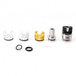 SXK Monarchy Cyber Whistle Style Drip Tip Set for BB / Billet / Boro AIO Box Mod - Silver, 316SS + POM + PET +Acrylic + Ultem