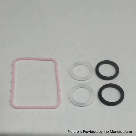 Authentic MK MODS Replacement Silicone Gaskets Set for Boro Tank - Pink, 1 PC Square + 4 PCS Round Sealing Ring