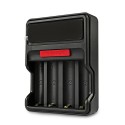 Authentic Coil Master A4 Charger for 18650 / 26650 Batteries - Black, ABS, 4 x Battery Slots