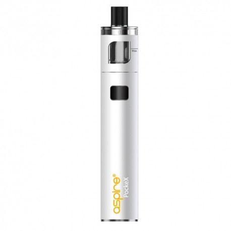 Authentic Aspire PockeX Pocket AIO 1500mAh All-in-One Starter Kit - Pantone White, Stainless Steel, 2ml, 0.6 Ohm