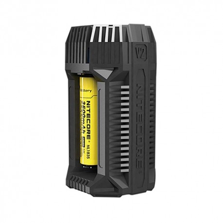 Authentic Nitecore V2 6A In-car Speedy Battery Charger for 18650 / 20700 / 26650 Battery - Black, 2 x Battery Slots