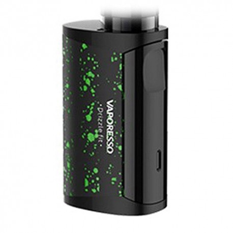 Authentic Vaporesso Drizzle Fit 1400mAh VW Variable Wattage Box Mod - Black + Green Spot, Stainless Steel, 7W / 8.4W / 10W