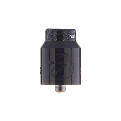 Authentic Hellvape Rebirth RDA Rebuildable Dripping Atomizer w/ BF Pin - Piano Full Black, Stainless Steel, 24mm Diameter