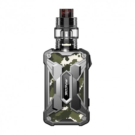 Authentic Rincoe Mechman 228W TC VW Box Mod + Mechman Mesh Tank Kit - Steel Wing Camo SS, 1~228W, 2 x 18650, 4.5ml