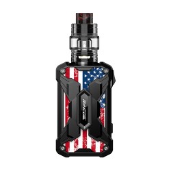 Authentic Rincoe Mechman 228W TC VW Box Mod + Mechman Mesh Tank Kit - Steel Wing American Flag Black, 1~228W, 2 x 18650, 4.5ml