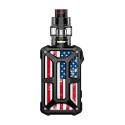 Authentic Rincoe Mechman 228W TC VW Box Mod + Mechman Mesh Tank Kit - Steel Bone American Flag Black, 1~228W, 2 x 18650, 4.5ml