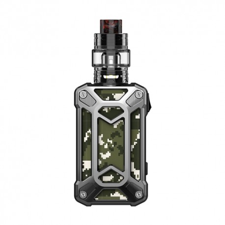 Authentic Rincoe Mechman 228W TC VW Box Mod + Mechman Mesh Tank Kit - Steel Case Camo SS, 1~228W, 2 x 18650, 4.5ml