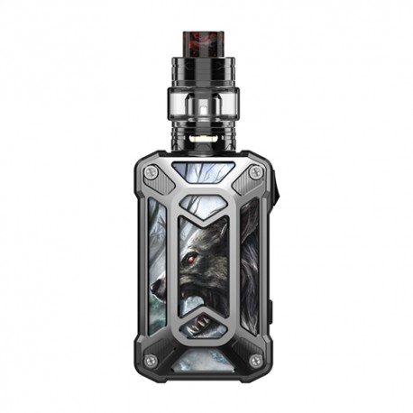 Authentic Rincoe Mechman 228W TC VW Box Mod + Mechman Mesh Tank Kit - Steel Case Wolf SS, 1~228W, 2 x 18650, 4.5ml