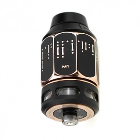 Authentic Nicomore M1 RDTA Rebuildable Dripping Tank Atomizer - Black + Gold, Stainless Steel, 2ml, 24mm Diameter