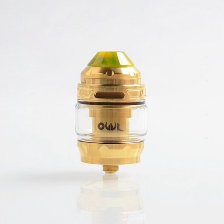 Authentic Advken Owl Sub Ohm Tank Clearomizer - Gold, Stainless Steel + Pyrex Glass, 4ml, 25mm Diameter
