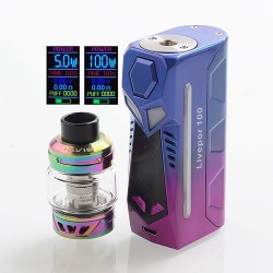 Authentic Yosta Livepor 100W TC VW Box Mod + IGVI M2 Tank Kit - Tri-Color, 5~100W, 1 x 18650 / 20700 / 21700, 6ml, 0.15 Ohm