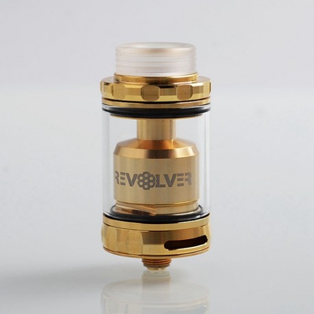 Authentic VandyVape Revolver RTA Rebuildable Tank Atomizer - Gold, Stainless Steel, 5ml, 24.4mm Diameter