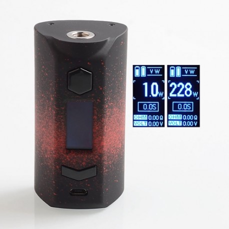 Authentic Rincoe Manto S 228W TC VW Variable Wattage Box Mod - Paint-Red, PC, 1~228W, 2 x 18650