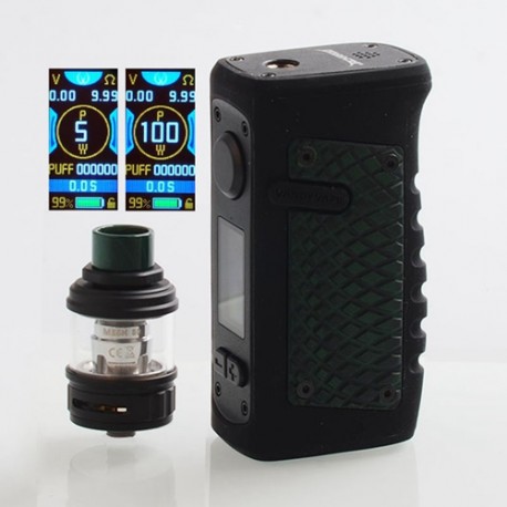 Authentic VandyVape Jackaroo 100W TC VW Box Mod + Jackaroo Tank Kit - Green Anaconda, 5~100W, 1 x 18650 / 20700 / 21700, 5ml