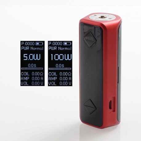 Authentic Hot G100 100W TC VW Variable Wattage Box Mod - Red, Zinc Alloy, 5~100W, 1 x 18650 / 20700 / 21700