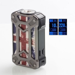 Authentic Rincoe Mechman 228W TC VW Variable Wattage Box Mod - Steel Case Union Flag SS, 1~228W, 2 x 18650