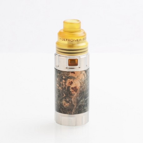 Authentic ULTRONER Mini Stick Mechanical Mod + Ultroner RDA Kit - Silver + Black Yellow, SS + Stabilized Wood, 1 x 18350