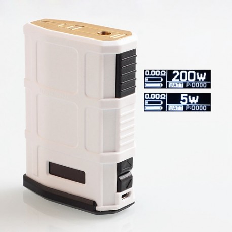 Authentic Cool Madpul 200W VW Variable Wattage Box Mod - White, Nylon Fiber + Stainless Steel, 2 x 18650