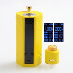 Authentic Smoant Battlestar 200W Squonker Kit VV / VW / DVW Box Mod + RDA Kit - Yellow, 1~200W, 7ml Bottle, 2 x 18650