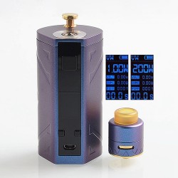 Authentic Smoant Battlestar 200W Squonker Kit VV / VW / DVW Box Mod + RDA Kit - Gradient Blue, 1~200W, 7ml Bottle, 2 x 18650