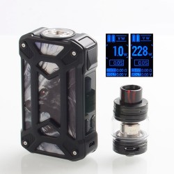 Authentic Rincoe Mechman 228W TC VW Box Mod + Mechman Mesh Tank Kit - Steel Case Wolf Black, 1~228W, 2 x 18650, 4.5ml