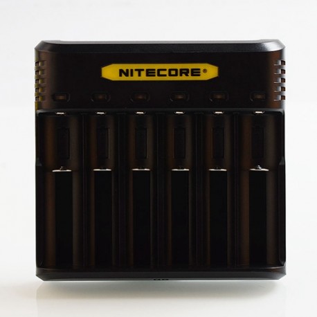 Authentic Nitecore Q6 2A 6 Slots Battery Charger for 18650 / 20700 / 21700 Battery - Black, PC, 6 x Battery Slots