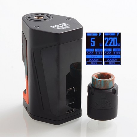 Authentic VandyVape Pulse Dual 220W TC VW Squonk Box Mod + Pulse V2 RDA Kit - Pigment Orange, 5~220W, 7ml, 2 x 18650, 24mm