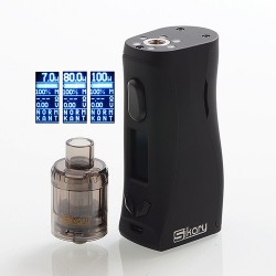 Authentic Sikary Amand 100W VW Variable Wattage Mod + Nunu Tank Kit - Black, 7~100W, 1 x 18650 / 20700 / 21700, 3ml, 0.15 Ohm