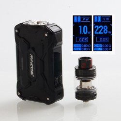 Authentic Rincoe Mechman 228W TC VW Box Mod + Mechman Mesh Tank Kit - Steel Wing Full Black, 1~228W, 2 x 18650, 4.5ml