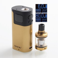 Authentic SMOKTech SMOK G80 80W TC VW Variable Wattage Mod + Spirals Tank Kit EU Edition - Gold + Black, 6~80W, 1 x 18650, 2ml