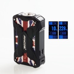 Authentic Rincoe Mechman 228W TC VW Variable Wattage Box Mod - Steel Wing Union Flag Black, 1~228W, 2 x 18650