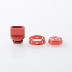 510 Drip Tip + Button Set for dotMod dotAIO V2 - Red, Aluminum